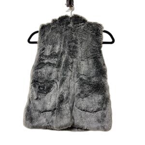 ZARA Girls Gray Faux Fur Sleeveless Hoodie, Sz 9-10
